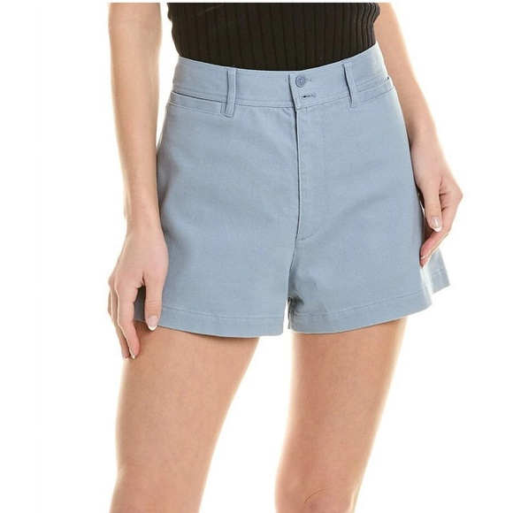 NEW Rebecca Taylor Shorts High Waist Chino Twill Blue Cotton Short Size 10 - Picture 1 of 16